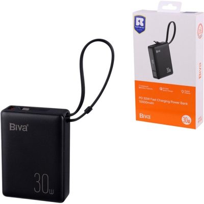 پاوربانک 10000 بیوا Biva BP-024 Fast Charging Power Bank توان 30 وات با کابل متصل